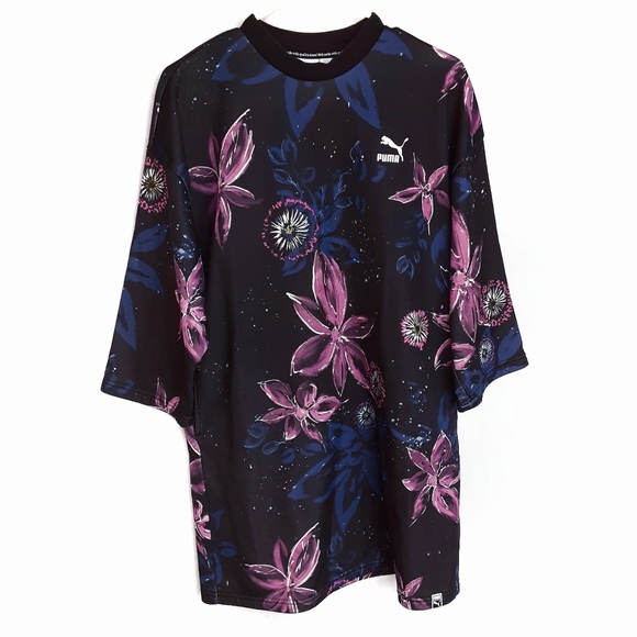 Puma Dresses & Skirts - PUMA Archive Floral Logo Print Mini Shirt Dress Size Medium